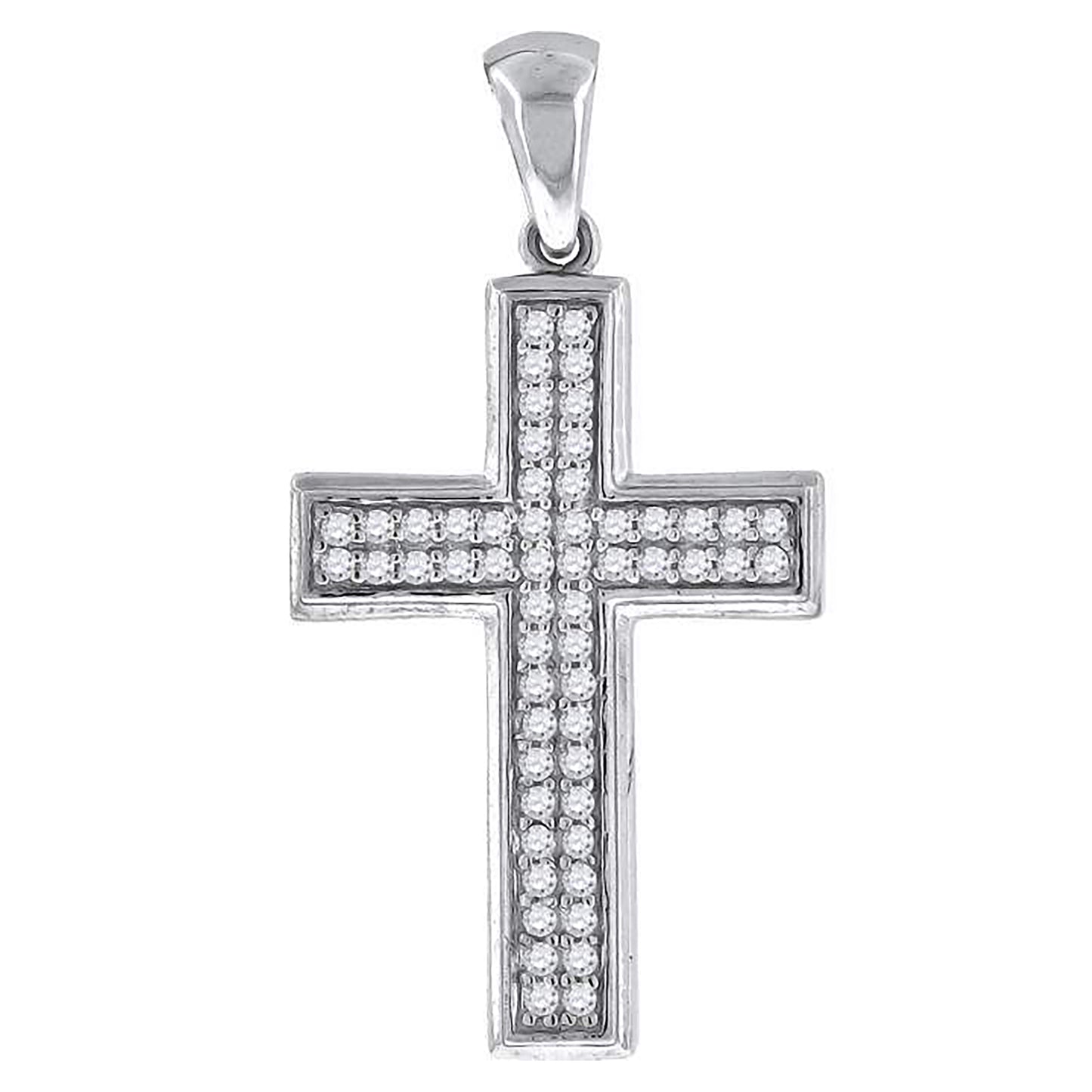 Sterling Silver Unisex Cubic Zirconia Cross Religious Charm Pendant