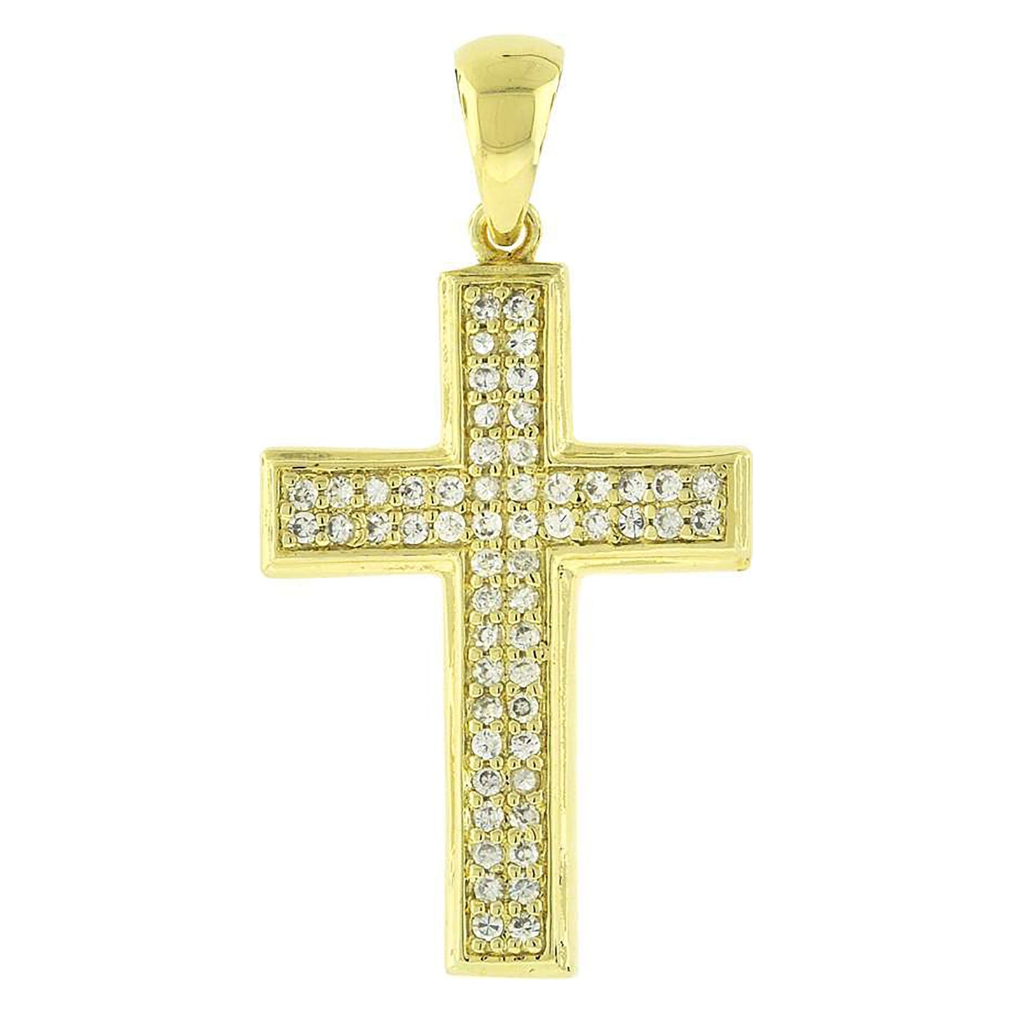 Sterling Silver Unisex Cubic Zirconia Cross Religious Charm Pendant