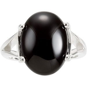 Sterling Silver Natural Black Onyx Oval 16 X 12 Mm Polished Natural Onyx Ring Size 7
