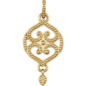 14K Yellow Gold Granulated Design Pendant