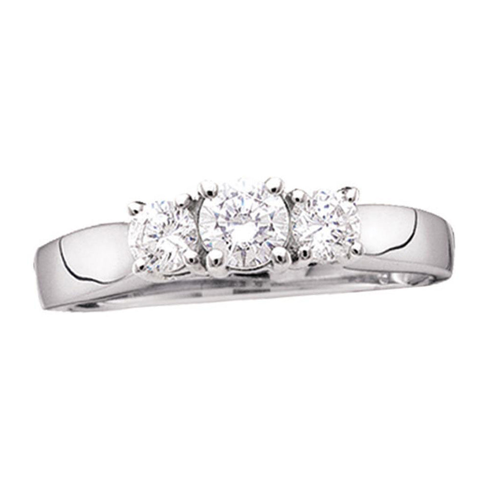 14K White Gold Round Diamond 3-stone Bridal Wedding Engagement Ring 3/4 Cttw, Womens Size: 5-10