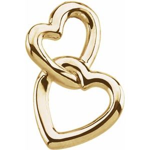 18K Yellow Gold 17 X 13.5 Mm Polished Double Heart Pendant