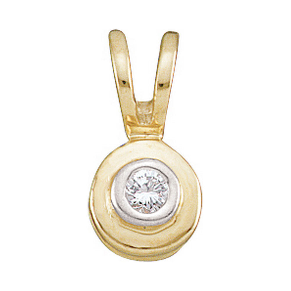 10K Yellow Gold Womens Round Diamond Solitaire Circle Pendant .03 Cttw