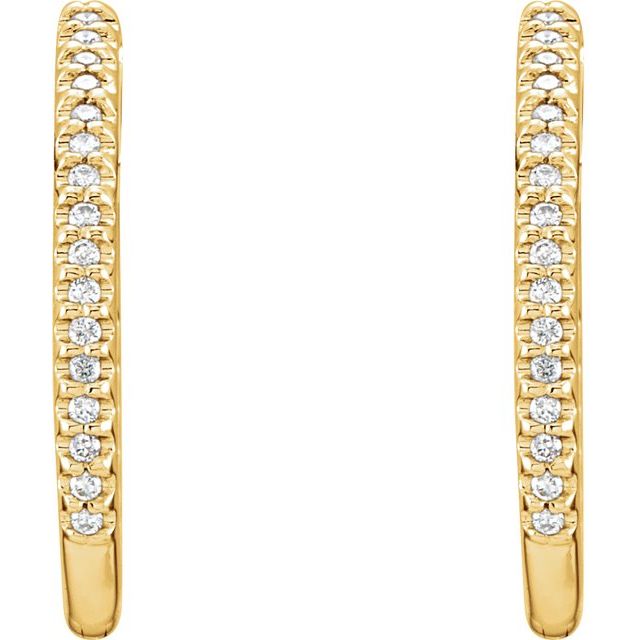 14K Yellow Gold Round 26.7 Mm 2.5 Mm I1, Ghi Pair Hinged Polished 3/4 Ctw Natural Diamond Inside-Outside Hinged Hoop Earrings