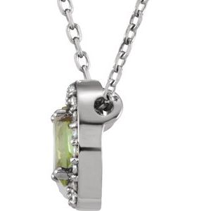 14K White Gold Oval 5 X 3Mm G-H I1 Natural Peridot And .04 Ctw Natural Diamond Necklace, Length: 16 In