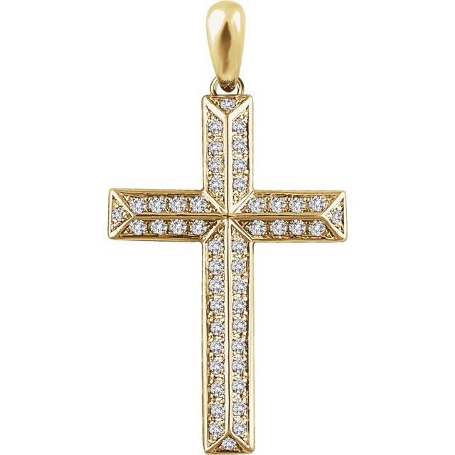 14K Yellow Gold Round I1, H+ Polished Natural Diamond Cross Pendant