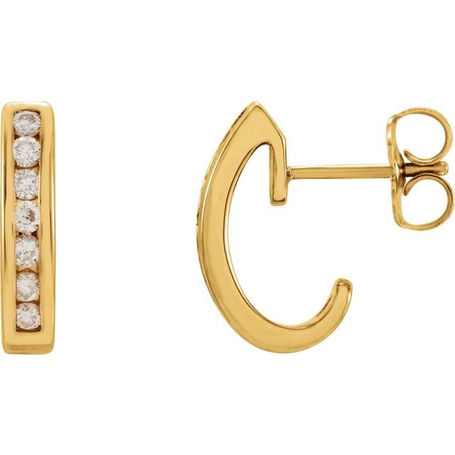 14K Yellow Gold 1.7 Mm Round Friction Back Polished 1/4 Ctw Natural Diamond Earrings