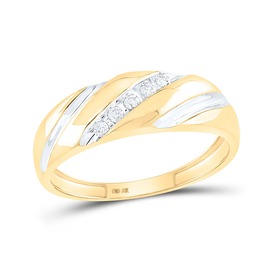 10K Yellow Gold Mens Round Diamond Wedding Band Ring 1/10 Cttw, Mens Size: 7-13