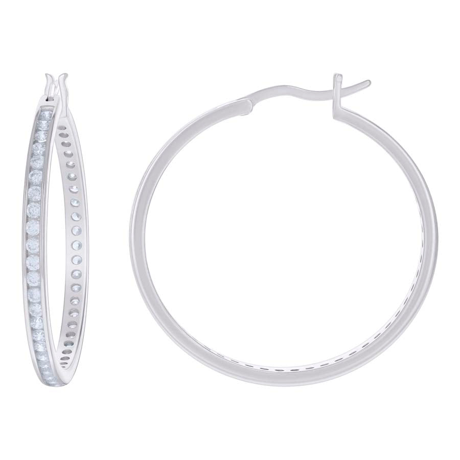 Sterling Silver Or Yellow-Tone Womens Cubic Zirconia Hoop Earrings 40mm