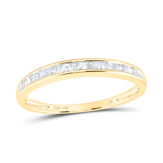 14K Yellow Gold Womens Baguette Diamond Wedding Anniversary Band Ring 1/6 Cttw, Womens Size: 5-10