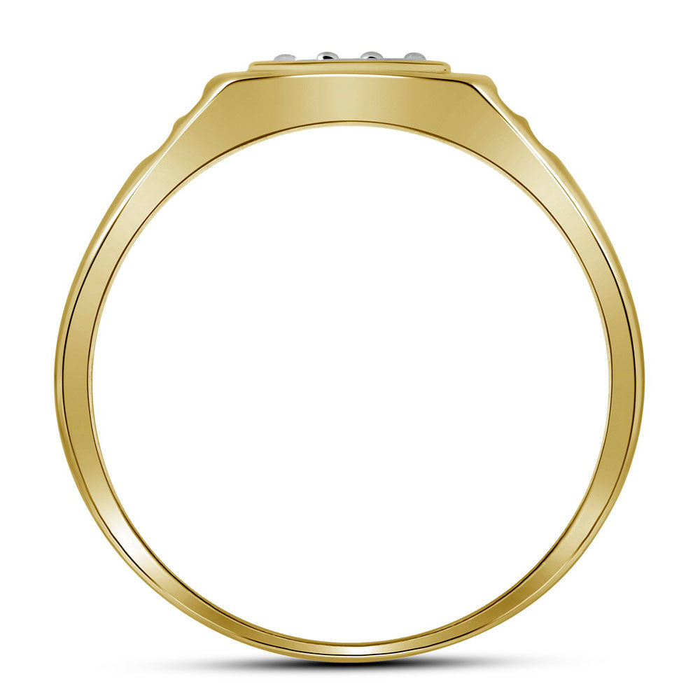 14K Yellow Gold Mens Round Diamond Square Cluster Ring 1/4 Cttw, Mens Size: 7-13
