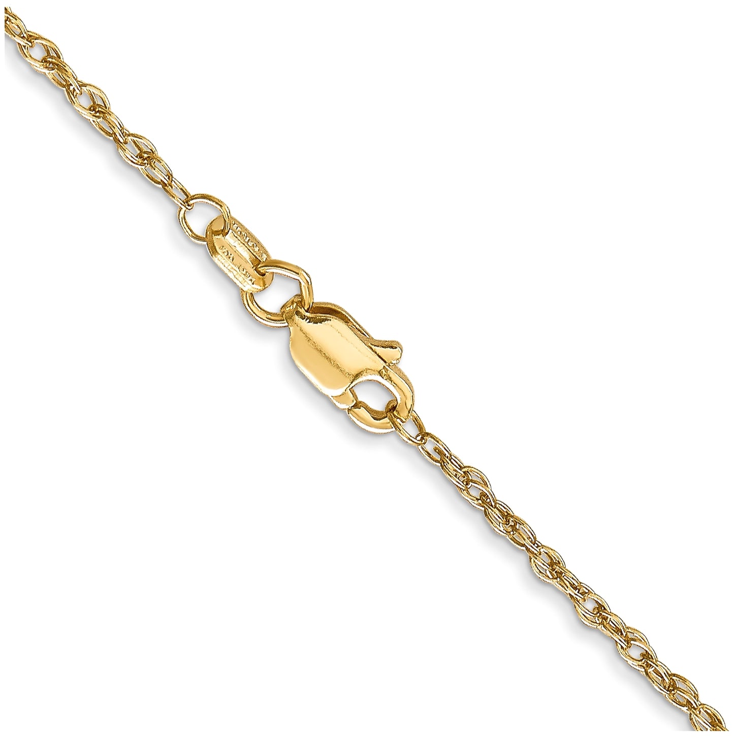 18K Yellow Gold 20 inch 1.3mm Baby Rope with Lobster Clasp Chain