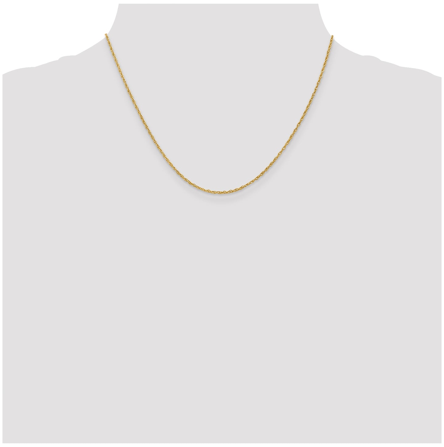 18K Yellow Gold 18 inch 1.3mm Baby Rope with Lobster Clasp Chain