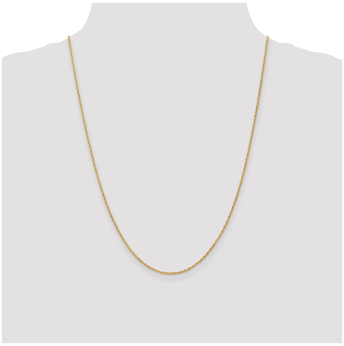 18K Yellow Gold 24 inch 1.3mm Baby Rope with Lobster Clasp Chain