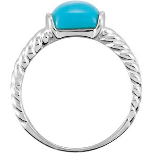 Sterling Silver Cushion 10 X 8 Mm Natural Turquoise Ring Size 9