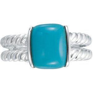 Sterling Silver Cushion 10 X 8 Mm Natural Turquoise Ring Size 9