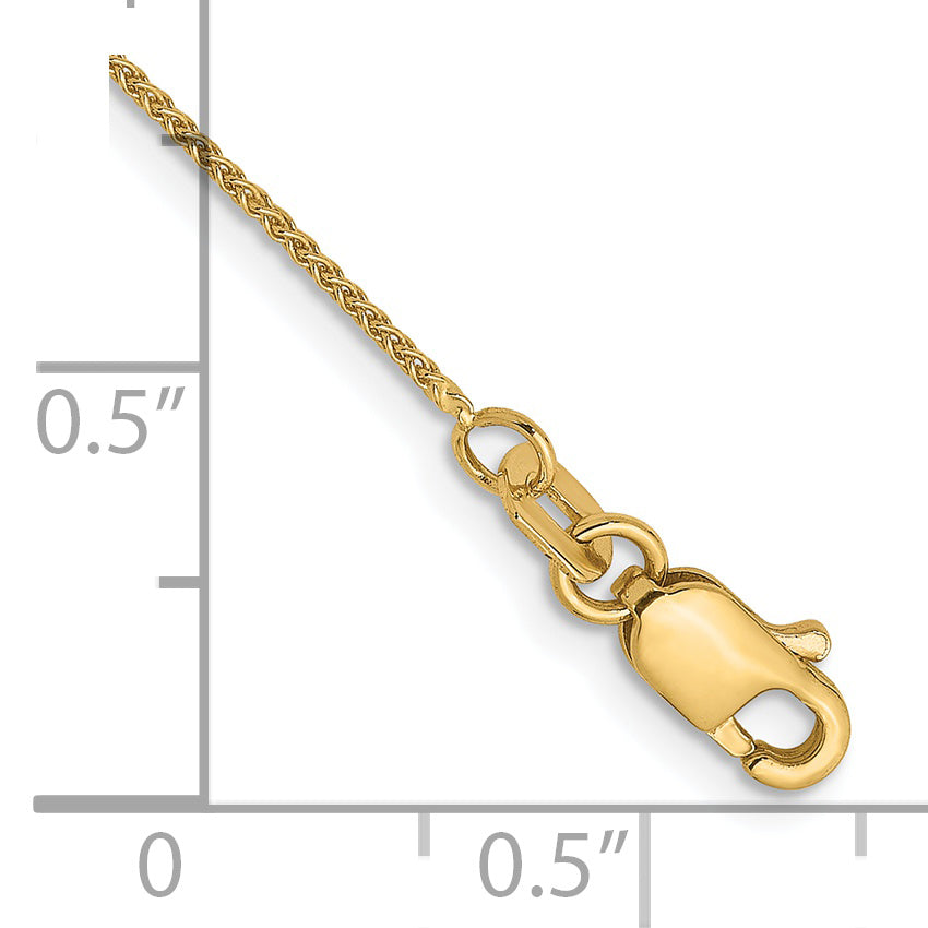 14K Yellow Gold .8mm Spiga Chain Anklet