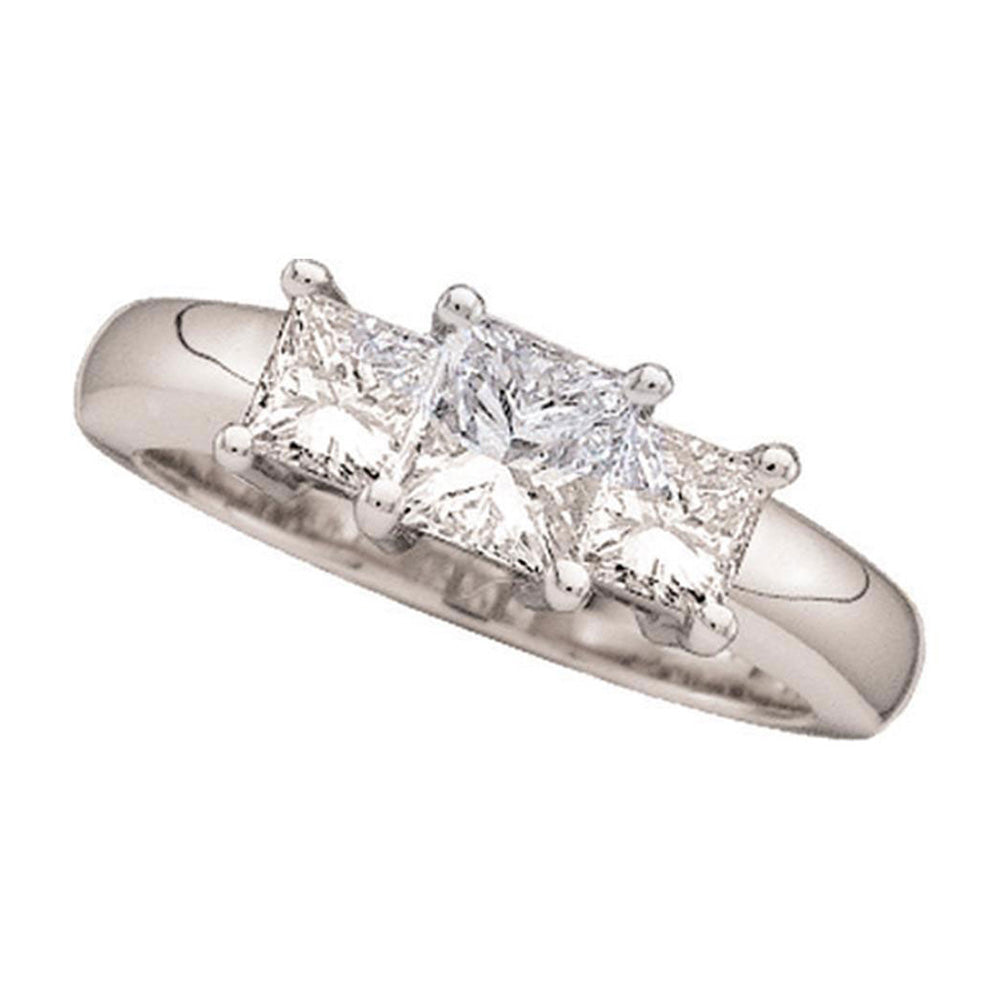 14K White Gold Princess Diamond 3-stone Bridal Wedding Engagement Ring 3/4 Cttw, Womens Size: 5-10