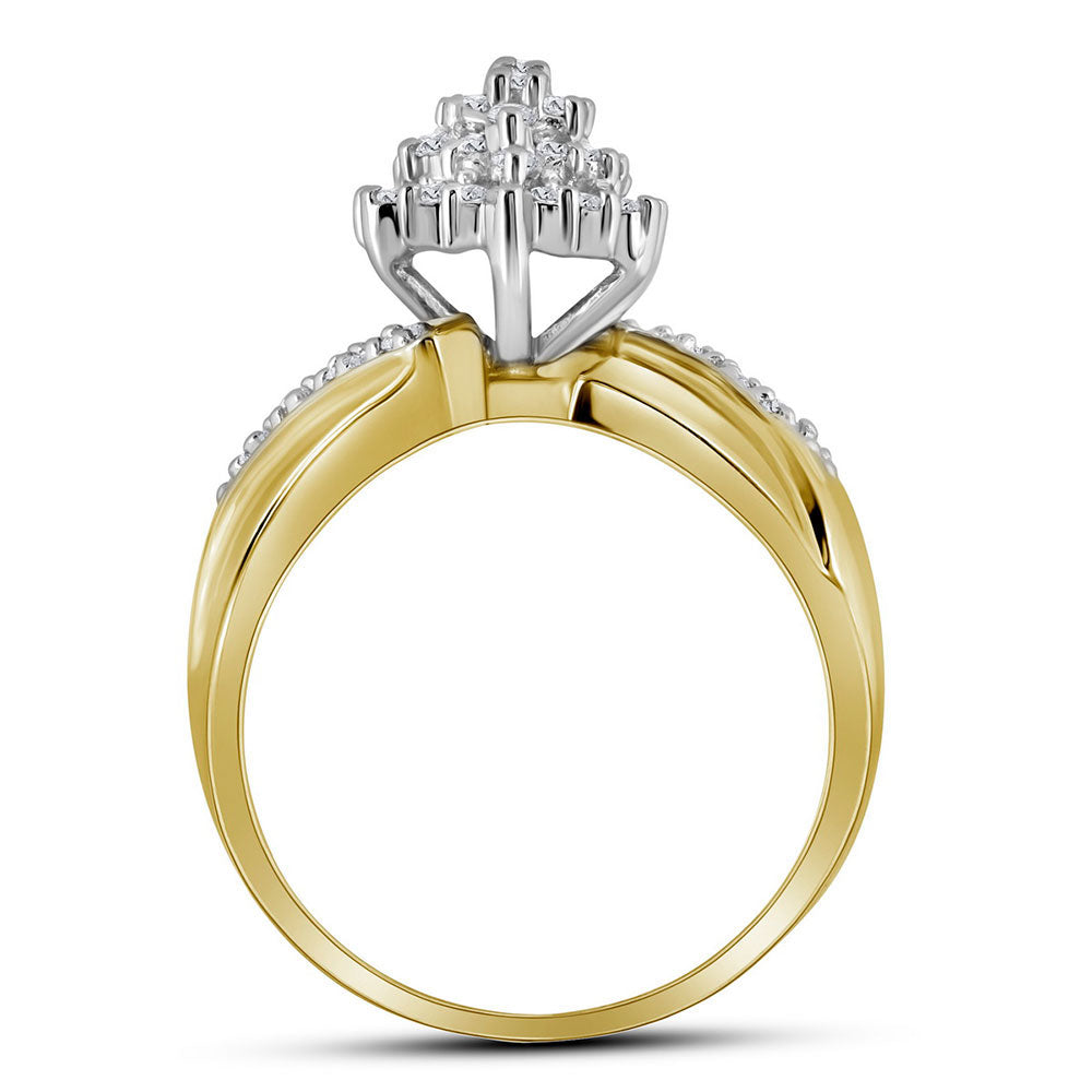 10K Yellow Gold Womens Round Diamond Cluster Ring 1/2 Cttw, Womens Size: 5-10