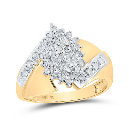 10K Yellow Gold Womens Round Diamond Cluster Ring 1/2 Cttw, Womens Size: 5-10