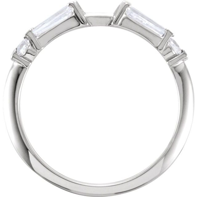14K White Gold Tapered Baguette 4.5 X 2 X 1.5 Mm Polished 1/2 Ctw Natural Diamond Ring Guard, Size 7