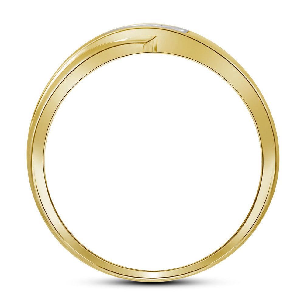 10K Yellow Gold Mens Round Diamond Wedding Band Ring 1/8 Cttw, Mens Size: 7-13