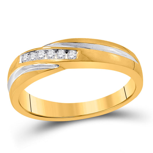 10K Yellow Gold Mens Round Diamond Wedding Band Ring 1/8 Cttw, Mens Size: 7-13