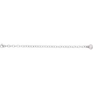 Sterling Silver Pearl 11.0-12.0 Mm Cultured White Freshwater Pearl Bracelet, Length: 8.5 In
