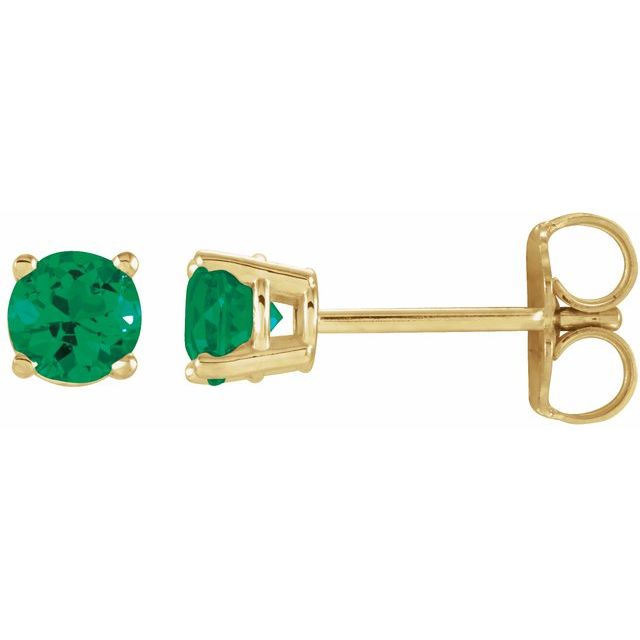 14K Yellow Or White Or Rose Gold Or Sterling Silver Or Platinum Round Friction 4-Prong Natural Gemstone Stud Earrings