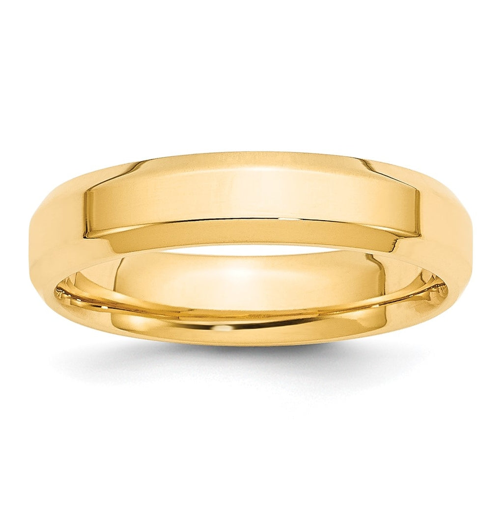 10K Yellow Or White Gold Beveled Edge Comfort Fit Wedding Band