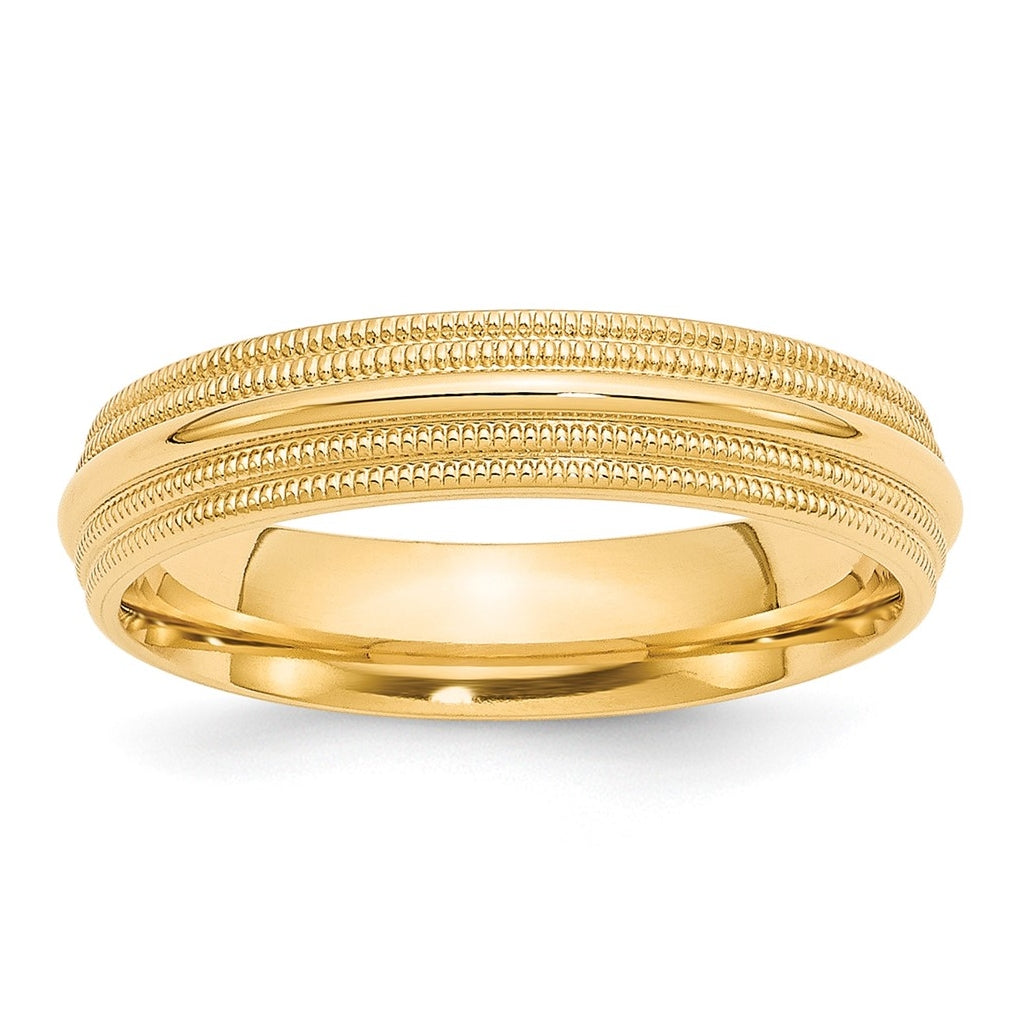 10k Yellow Or White Gold Double Milgrain Comfort Fit Wedding Band