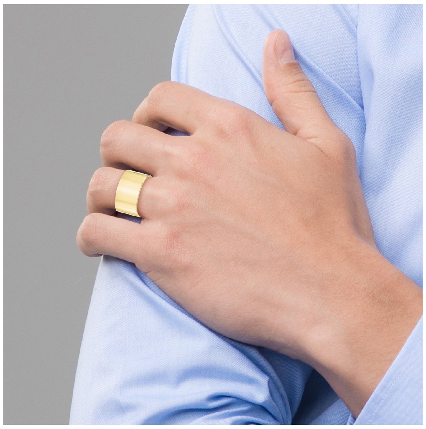 10k Yellow Gold 12mm Lightweight Flat Wedding Band Size 4.5