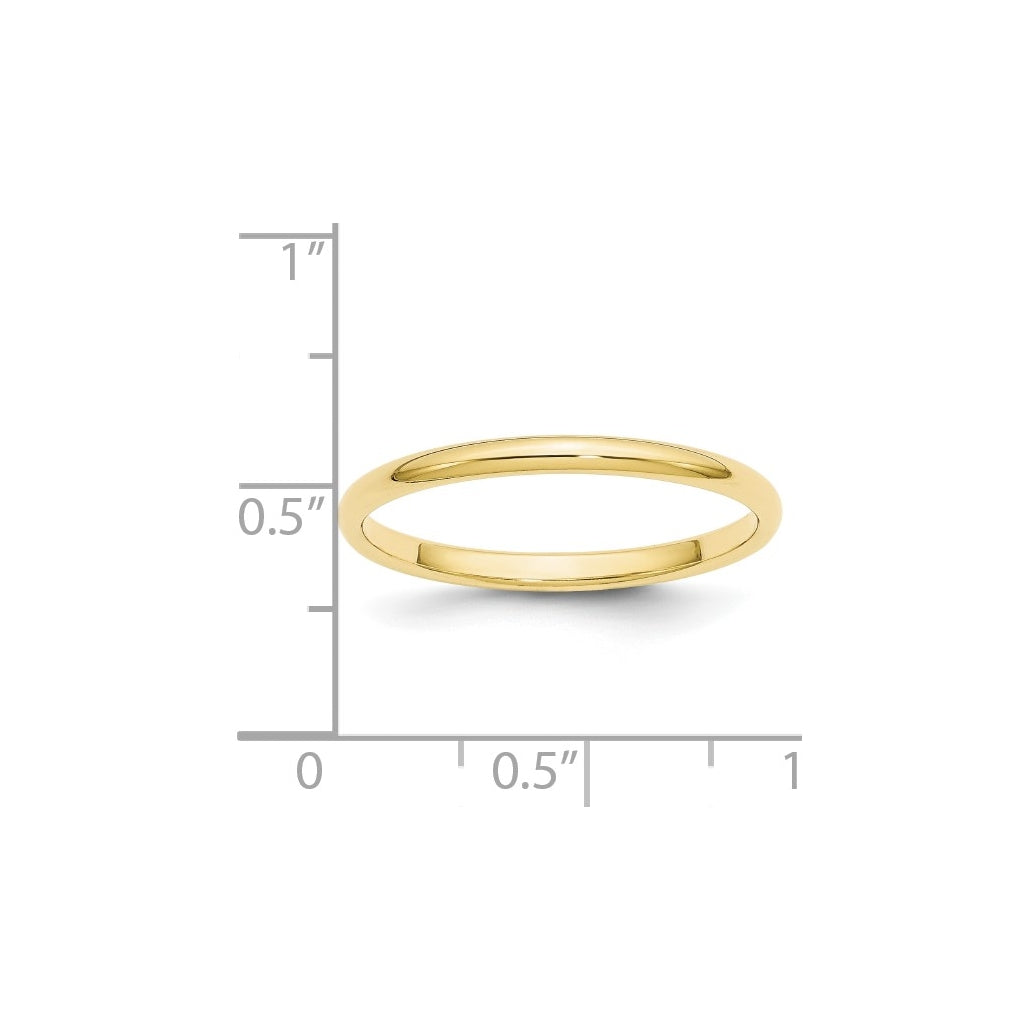 10k Yellow Or White Gold Half Round Wedding Band