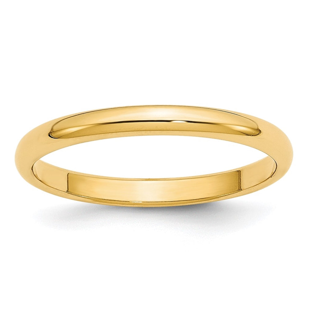10k Yellow Gold 2.5mm Half Round Wedding Band Size 5.5