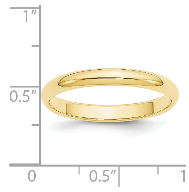 10k Yellow Gold 3mm Half Round Wedding Band Size 5.5