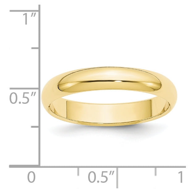 10k Yellow Gold 4mm Half Round Wedding Band Size 5