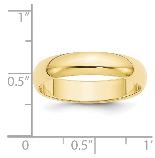10k Yellow Gold 5mm Half Round Wedding Band Size 5