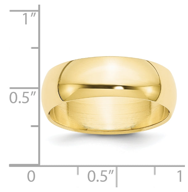 10k Yellow Gold 7mm Half Round Wedding Band Size 4