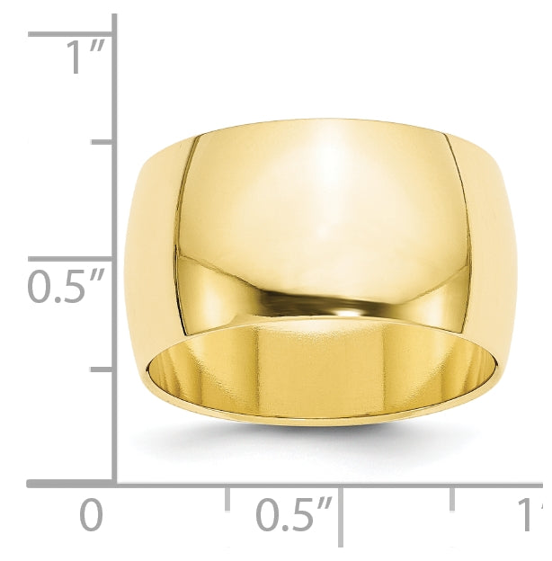 10k Yellow Gold 12mm Half Round Wedding Band Size 4.5