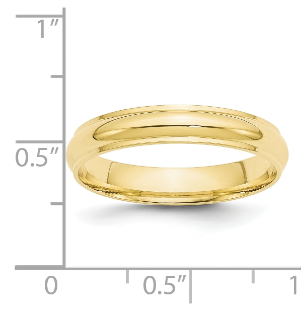 10k Yellow Gold 4mm Half Round with Edge Wedding Band Size 4.5