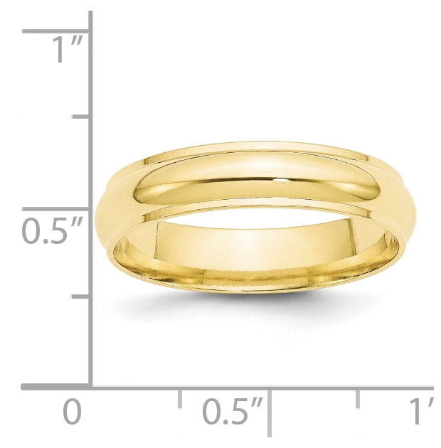10k Yellow Gold 5mm Half Round with Edge Wedding Band Size 5