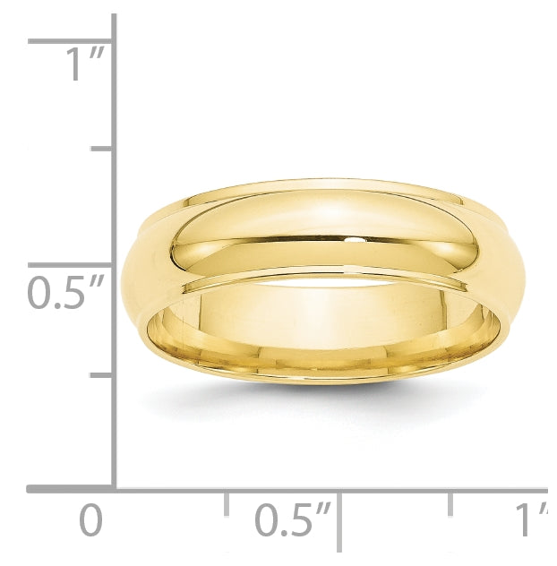 10k Yellow Gold 6mm Half Round with Edge Wedding Band Size 4.5