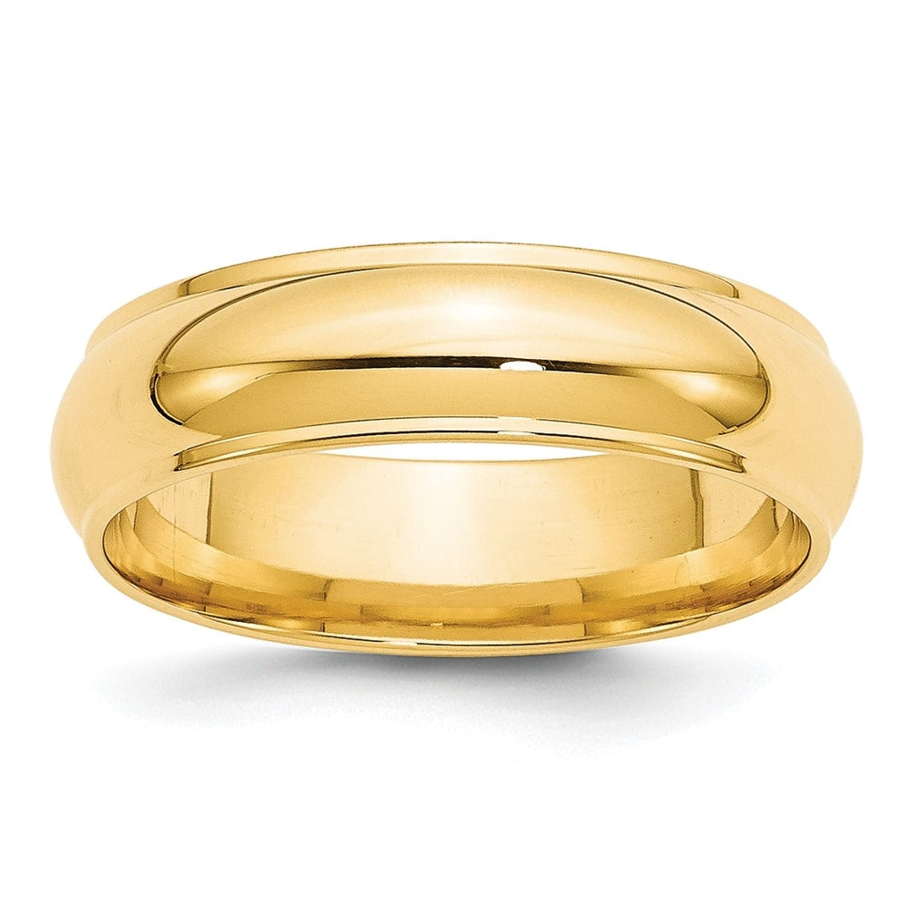 10k Yellow Gold 6mm Half Round with Edge Wedding Band Size 5.5