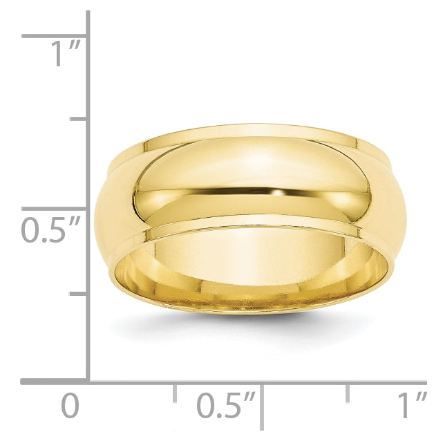 10k Yellow Gold 8mm Half Round with Edge Wedding Band Size 5.5