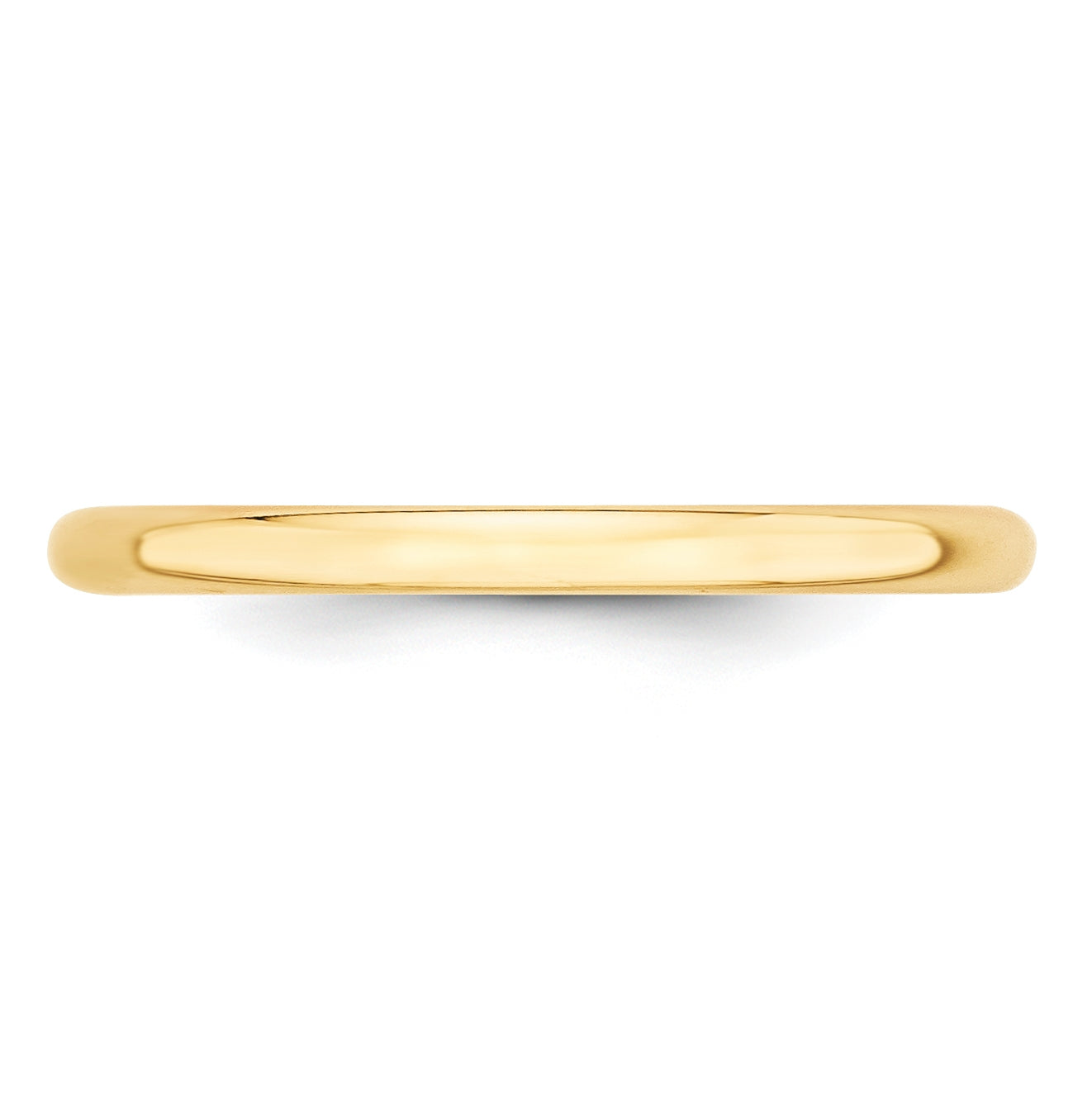 10k Yellow Gold 2mm Lightweight Half Round Wedding Band Size 5