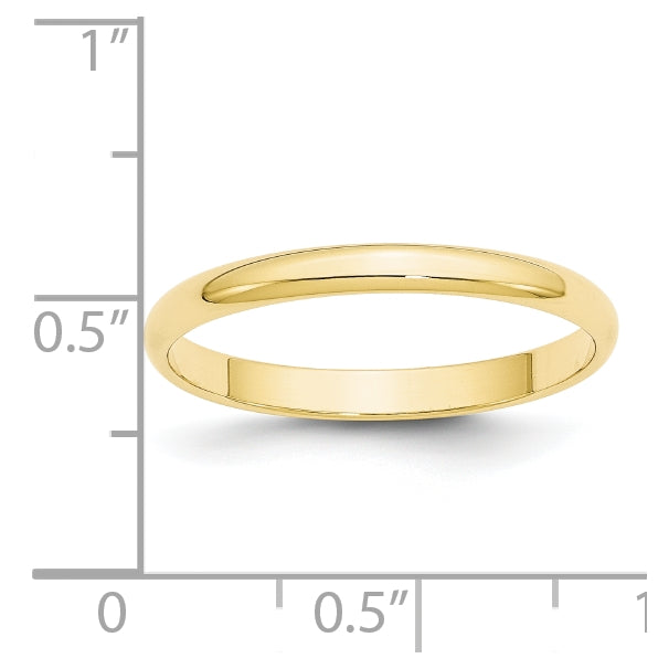 10k Yellow Gold 2.5mm Lightweight Half Round Wedding Band Size 4.5