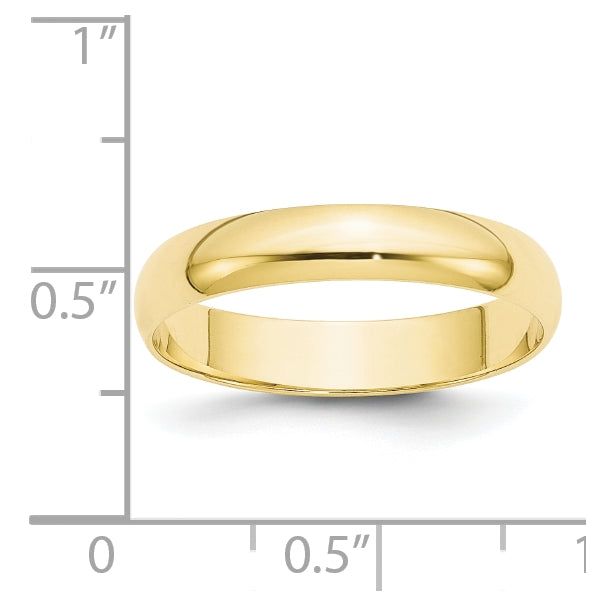 10k Yellow Gold 4mm Lightweight Half Round Wedding Band Size 4.5