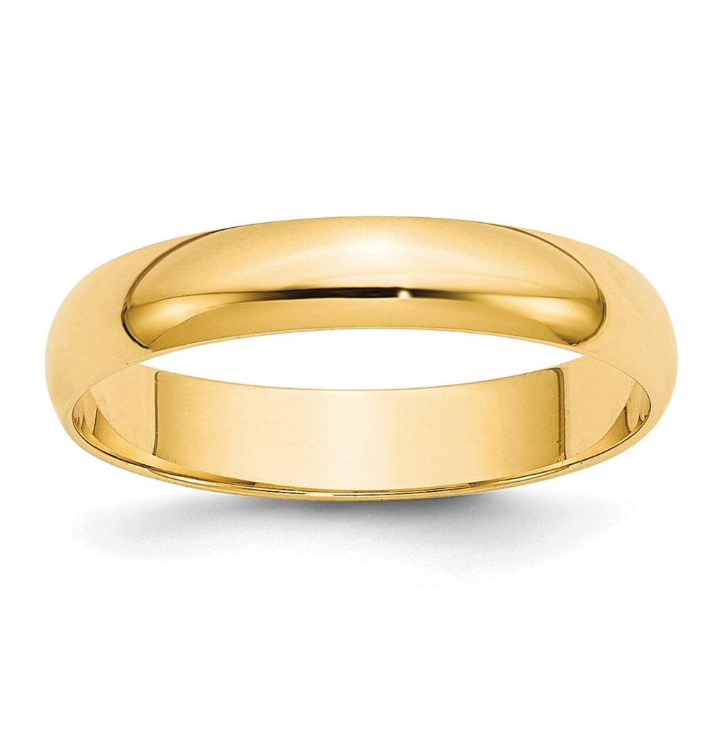 10k Yellow Gold 4mm Lightweight Half Round Wedding Band Size 4.5