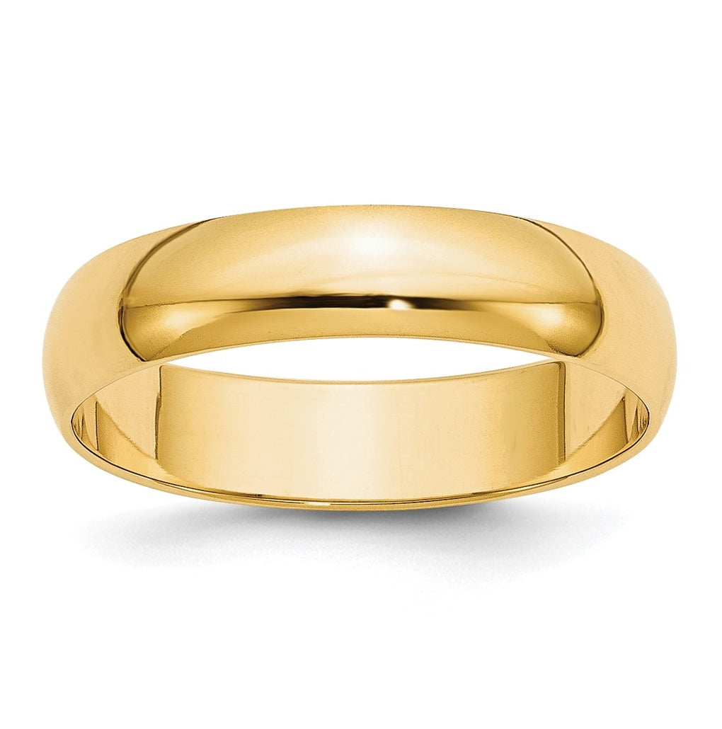 10k Yellow Gold 5mm Lightweight Half Round Wedding Band Size 4.5