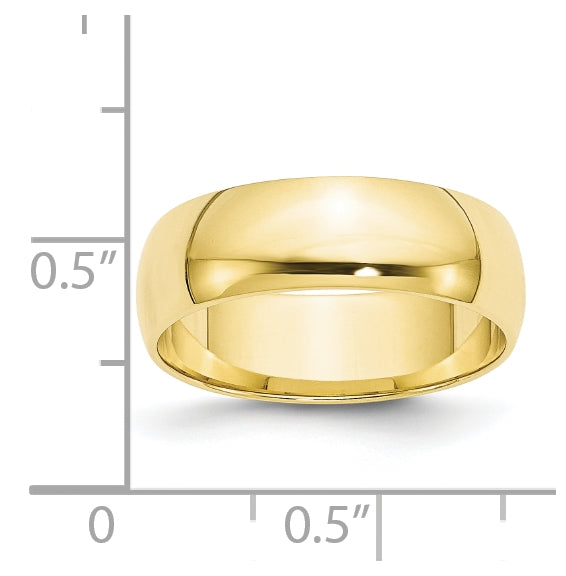 10k Yellow Gold 6mm Lightweight Half Round Wedding Band Size 4.5